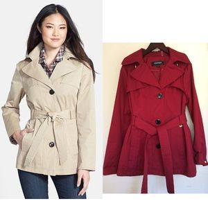 Ellen Tracy Raincoat w/Detachable Hood, Belt XSP